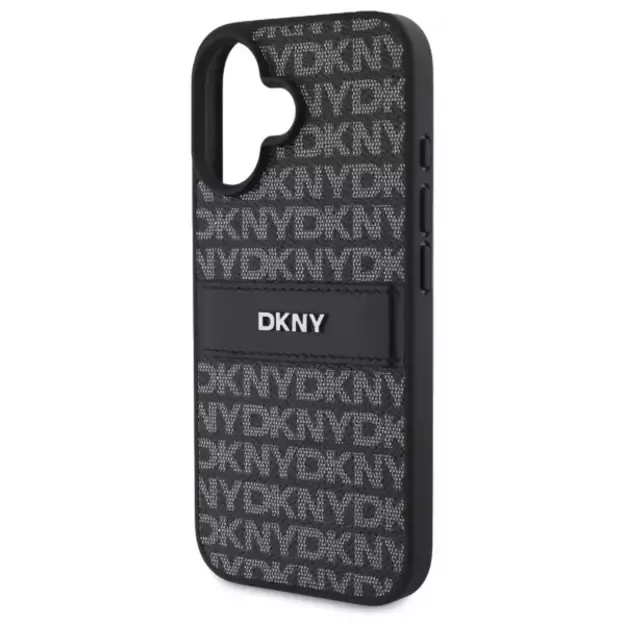 DKNY Texture Pattern Tonal Stripe iPhone 16 Case - Black 5