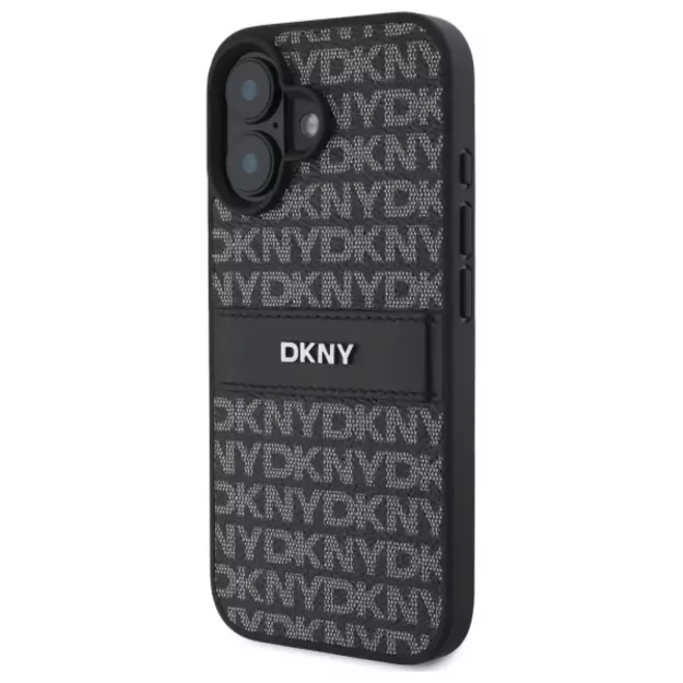 DKNY Texture Pattern Tonal Stripe iPhone 16 Case - Black 1