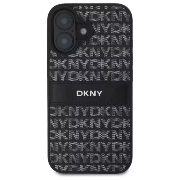 DKNY Texture Pattern Tonal Stripe iPhone 16 Case - Black 2