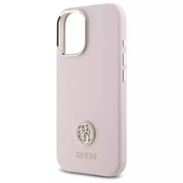 Guess Silicone Logo Strass 4G case for iPhone 16 - light pink 12