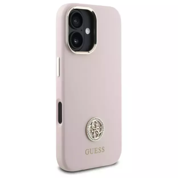 Guess Silicone Logo Strass 4G case for iPhone 16 - light pink 10