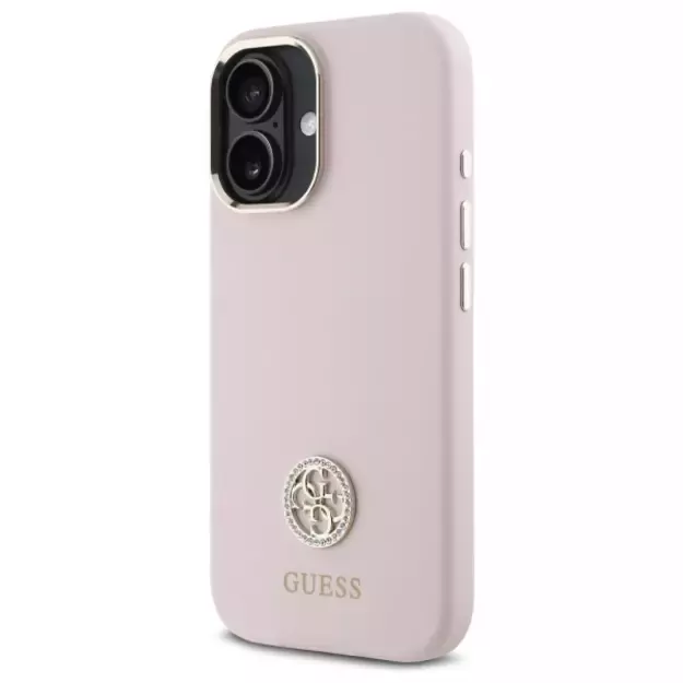 Guess Silicone Logo Strass 4G case for iPhone 16 - light pink 8