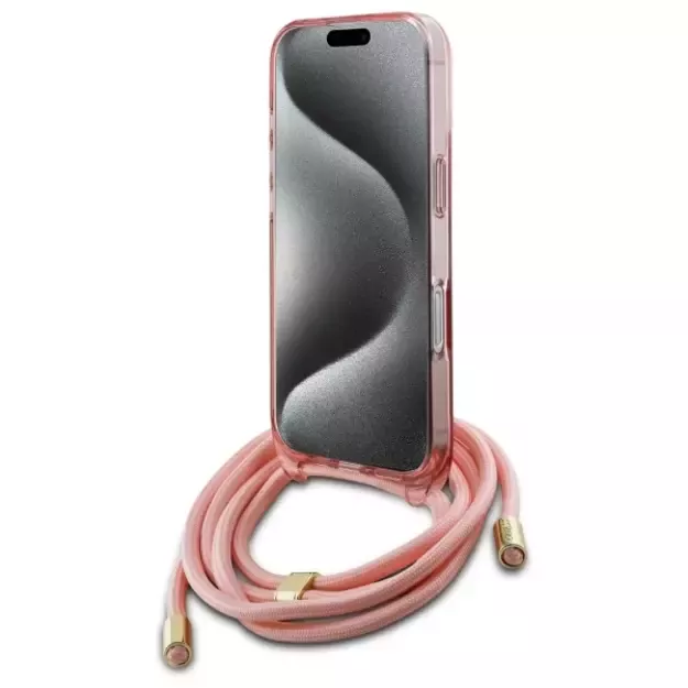Guess Crossbody Cord Script MagSafe Case for iPhone 16 Pro Max - Pink 3