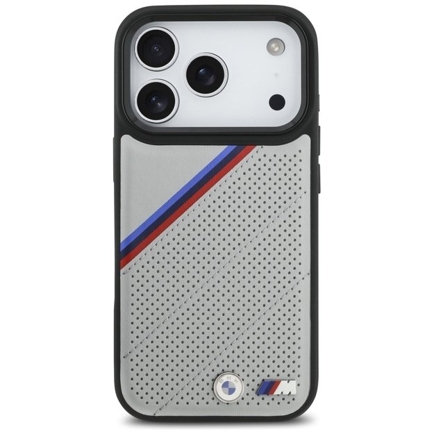 BMW M Tricolor Metal Logo MagSafe Case for iPhone 17 Pro - Gray 2