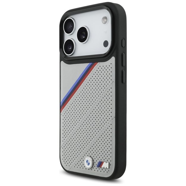 BMW M Tricolor Metal Logo MagSafe Case for iPhone 17 Pro - Gray 1