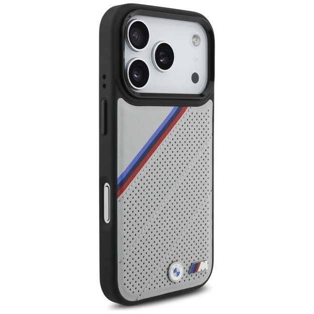 BMW M Tricolor Metal Logo MagSafe Case for iPhone 17 Pro - Gray 3