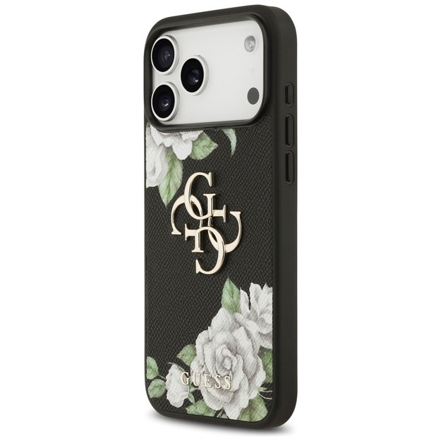 Guess Grained Roses &amp  Big 4G Logo case for iPhone 17 Pro Max - black 1