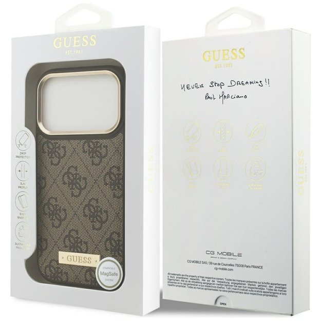 Guess 4G Logo Plate MagSafe case for iPhone 17 Pro - brown 7