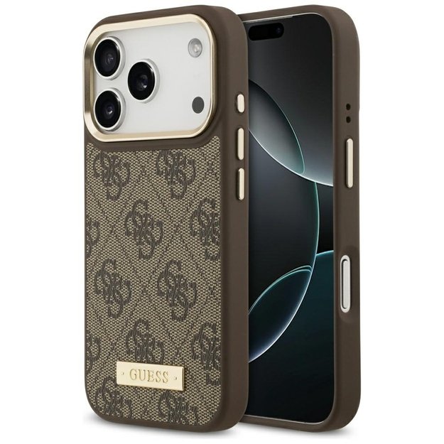 Guess 4G Logo Plate MagSafe case for iPhone 17 Pro - brown