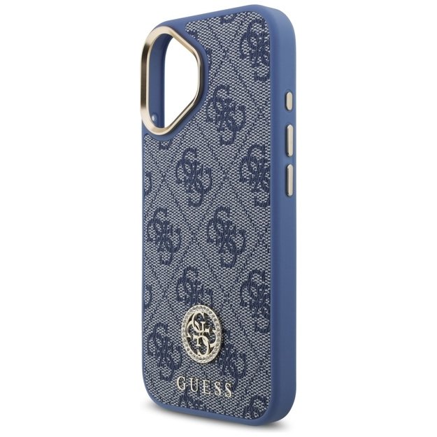 Guess 4G Strass Logo &amp  Big Strap Metal Buttons MagSafe Case for iPhone 17 - Blue 5