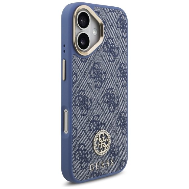 Guess 4G Strass Logo &amp  Big Strap Metal Buttons MagSafe Case for iPhone 17 - Blue 3