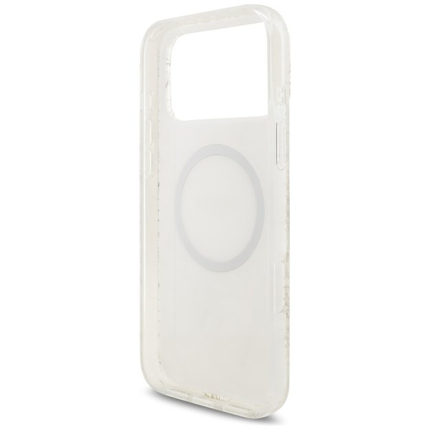 Guess IML Flowers Electro Pearl Strap MagSafe Case for iPhone 17 Pro Max - White 6