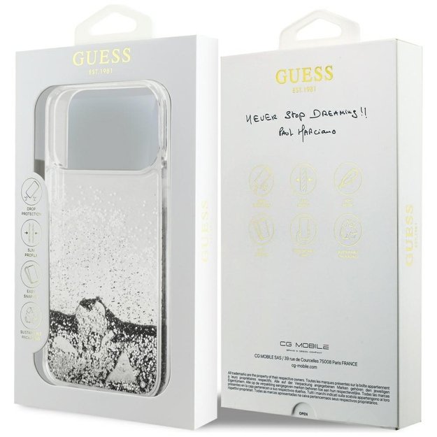 Guess Liq case. Glitter Charms for iPhone 17 Pro - silver 7