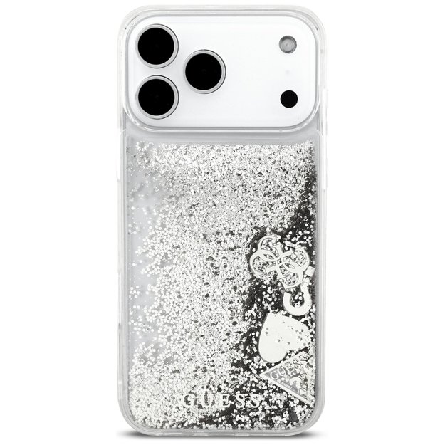 Guess Liq case. Glitter Charms for iPhone 17 Pro - silver 2
