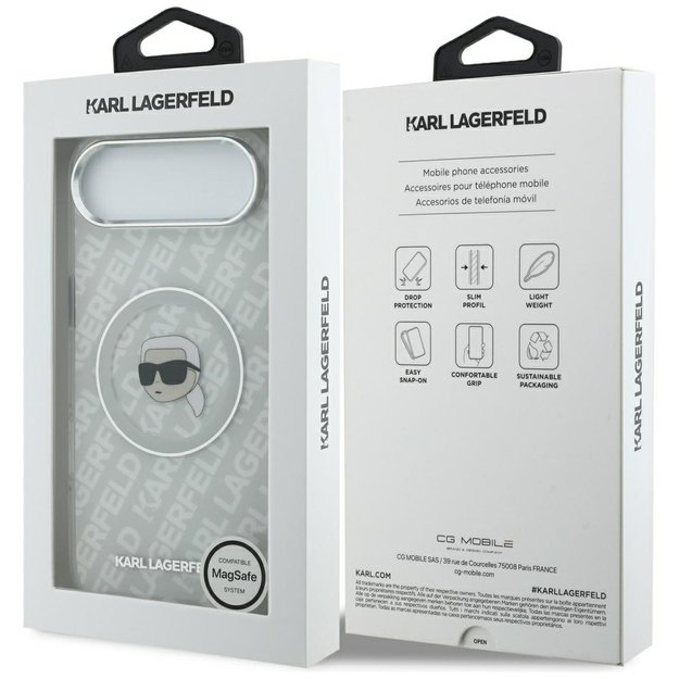 Karl Lagerfeld IML Karl Head Logo MagSafe iPhone Air Case - Gray 7