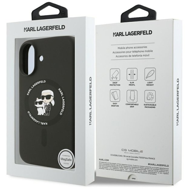 Karl Lagerfeld Silicone Karl&amp Choupette Ring MagSafe Case for iPhone 17 - Black 7