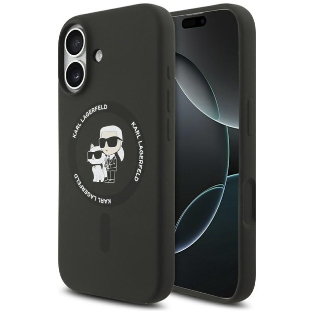 Karl Lagerfeld Silicone Karl&amp Choupette Ring MagSafe Case for iPhone 17 - Black