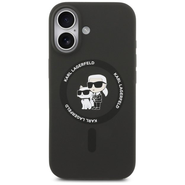Karl Lagerfeld Silicone Karl&amp Choupette Ring MagSafe Case for iPhone 17 - Black 2