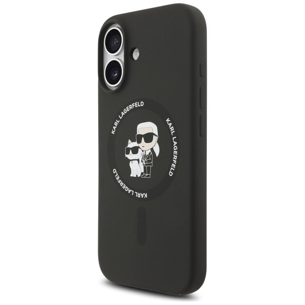 Karl Lagerfeld Silicone Karl&amp Choupette Ring MagSafe Case for iPhone 17 - Black 1