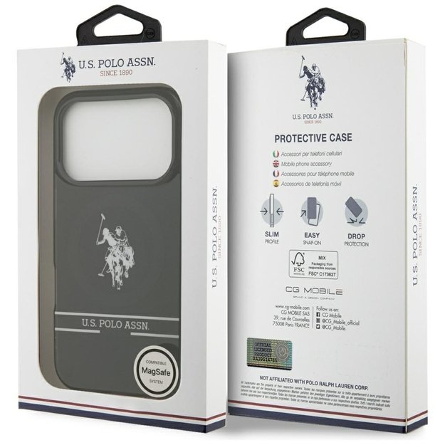 US Polo DH and Bottom Stripe Logo MagSafe Case for iPhone 17 Pro - Black 7