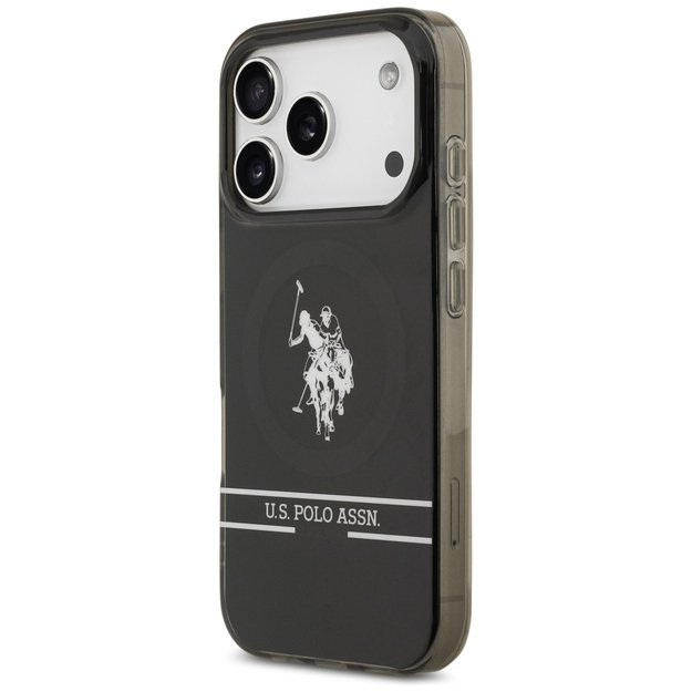 US Polo DH and Bottom Stripe Logo MagSafe Case for iPhone 17 Pro - Black 1