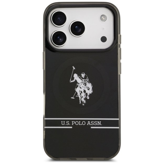 US Polo DH and Bottom Stripe Logo MagSafe Case for iPhone 17 Pro - Black 2