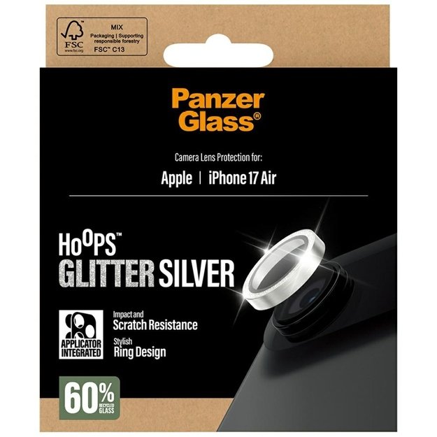 PanzerGlass Hoops Glitter Tempered Glass Lens Screen Protector for iPhone Air - Silver 4