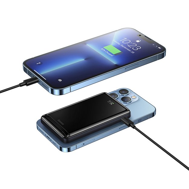 Baseus Magnetic Bracket Powerbank 10000mAh 20W with MagSafe - Dark Blue + USB-C Cable 60W 0.5m 23