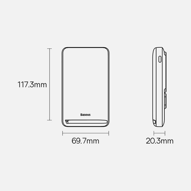 Baseus Magnetic Bracket Powerbank 10000mAh 20W with MagSafe - Dark Blue + USB-C Cable 60W 0.5m 27