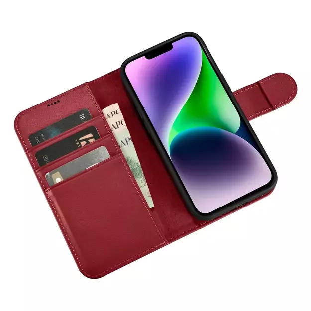 iCarer Wallet Case 2in1 Cover iPhone 14 Plus Anti-RFID Leather Flip Cover Red (WMI14220727-RD) 8