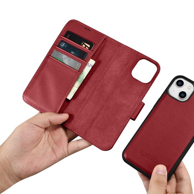iCarer Wallet Case 2in1 Cover iPhone 14 Plus Anti-RFID Leather Flip Cover Red (WMI14220727-RD) 25