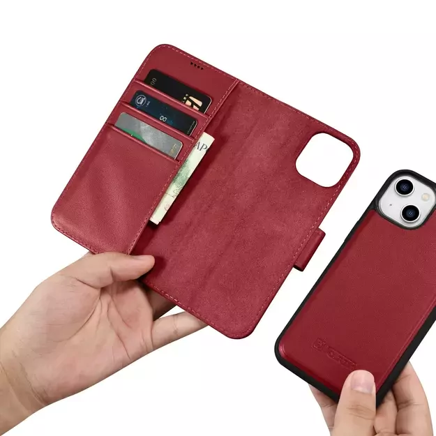 iCarer Wallet Case 2in1 Cover iPhone 14 Plus Anti-RFID Leather Flip Cover Red (WMI14220727-RD) 14