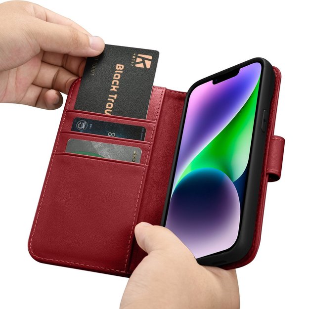 iCarer Wallet Case 2in1 Cover iPhone 14 Plus Anti-RFID Leather Flip Cover Red (WMI14220727-RD) 27