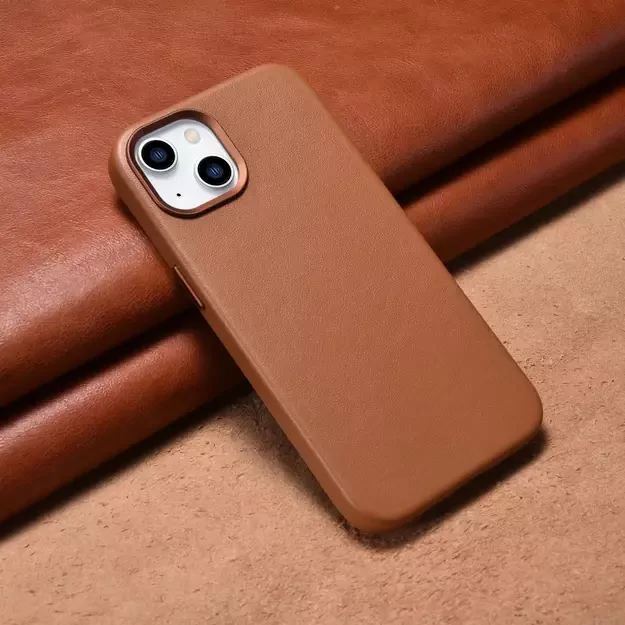 iCarer Case Leather Case Cover for iPhone 14 Plus Brown (MagSafe Compatible) 33