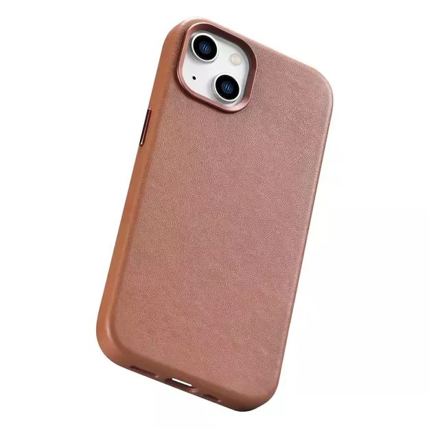 iCarer Case Leather Case Cover for iPhone 14 Plus Brown (MagSafe Compatible) 32