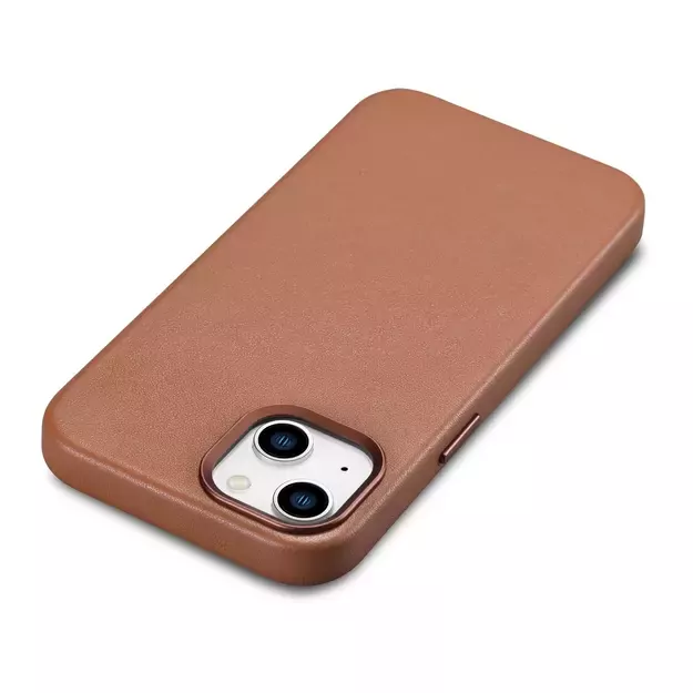 iCarer Case Leather Case Cover for iPhone 14 Plus Brown (MagSafe Compatible) 31