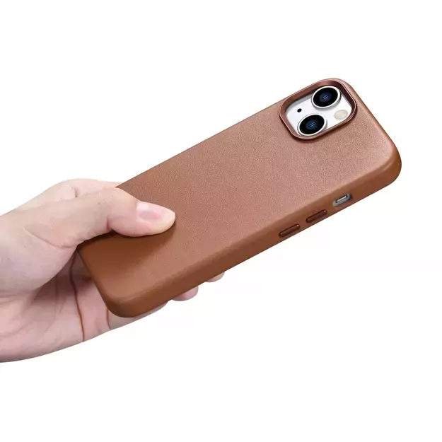 iCarer Case Leather Case Cover for iPhone 14 Plus Brown (MagSafe Compatible) 41
