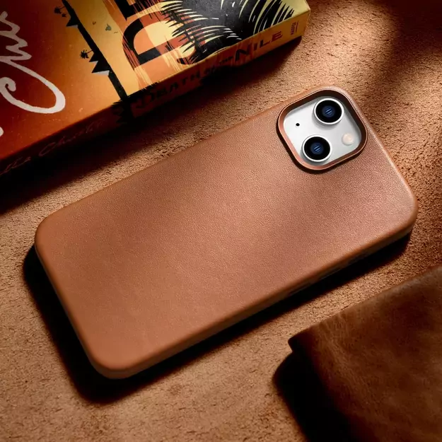 iCarer Case Leather Case Cover for iPhone 14 Plus Brown (MagSafe Compatible) 36