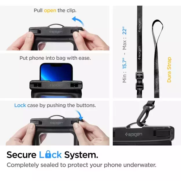 Spigen Aqua Shield A621 Waterproof Hip Bag + Floating Case - Black 9