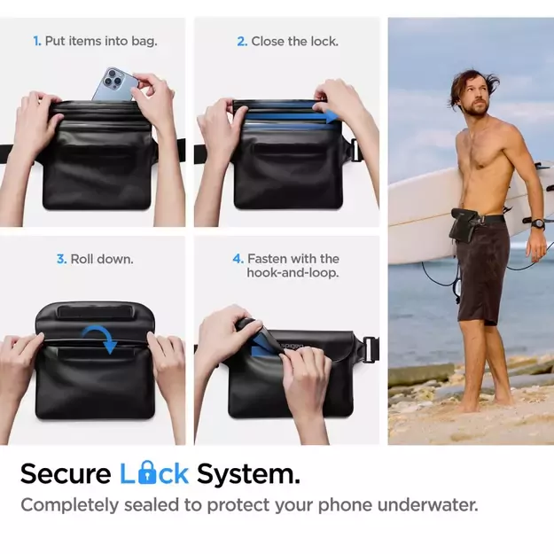 Spigen Aqua Shield A621 Waterproof Hip Bag + Floating Case - Black 7