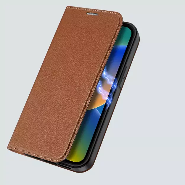 Dux Ducis Skin X2 case for iPhone 14 Plus case with magnetic flap brown 17