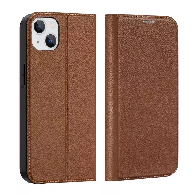 Dux Ducis Skin X2 case for iPhone 14 Plus case with magnetic flap brown 13