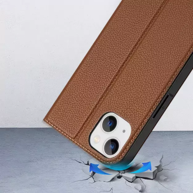 Dux Ducis Skin X2 case for iPhone 14 Plus case with magnetic flap brown 23