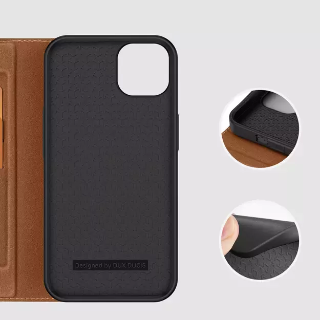 Dux Ducis Skin X2 case for iPhone 14 Plus case with magnetic flap brown 21