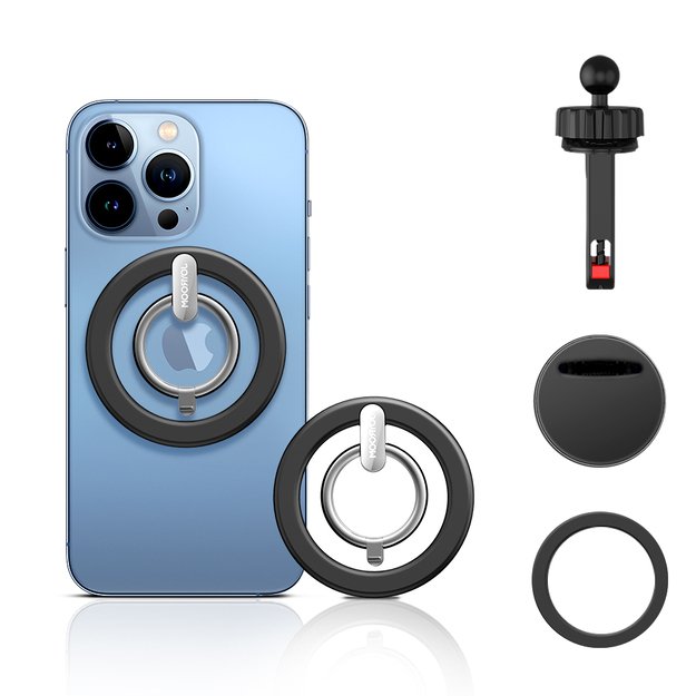 Joyroom kit multifunctional magnetic car holder ring phone support black (JR-ZS294) 6