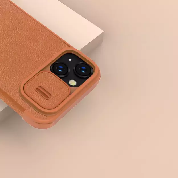 Nillkin Qin Leather Pro Case iPhone 14 Plus Camera Cover Holster Cover Flip Case Brown 33