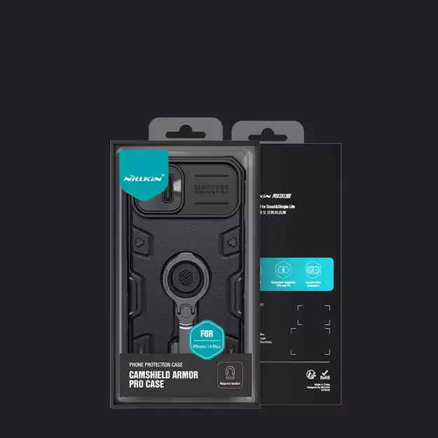 Nillkin CamShield Armor Pro Magnetic Case iPhone 14 Plus MagSafe armored cover stand ring black 12