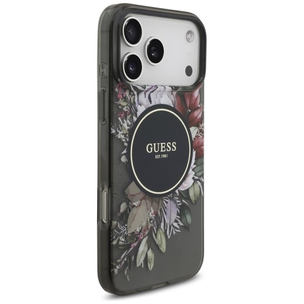 Guess IML Flowers Pearl Strap MagSafe case for iPhone 17 Pro Max - black 3