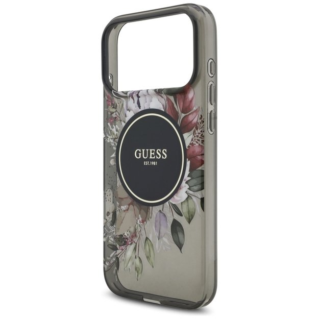 Guess IML Flowers Pearl Strap MagSafe case for iPhone 17 Pro Max - black 5