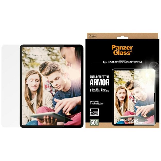PanzerGlass Ultra-Wide Fit Reflective Armor Tempered Glass for iPad Air 13&quot  2024 / 2025 / iPad Pro 13&quot  2024 / 2025